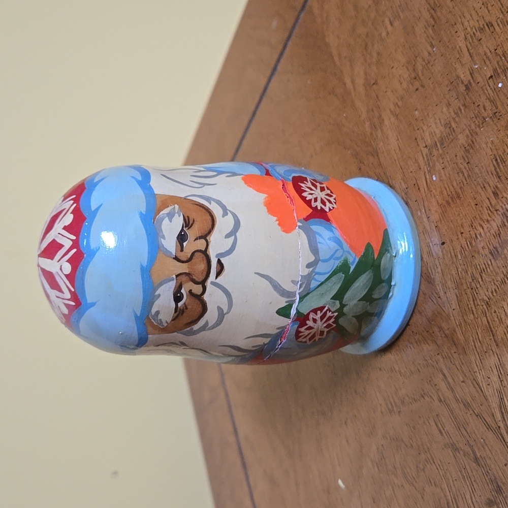 Vintage Hand-Painted Santa Nesting Doll. Matryoshka doll 4"